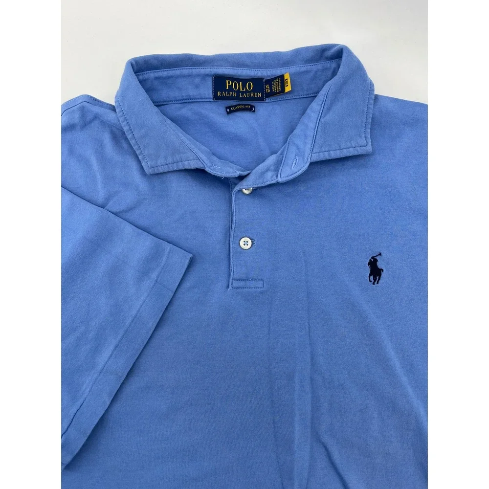 Polo Ralph Lauren Mens Classic Fit Short Sleeve Polo Shirt Blue XL Pony Logo - Picture 3 of 7